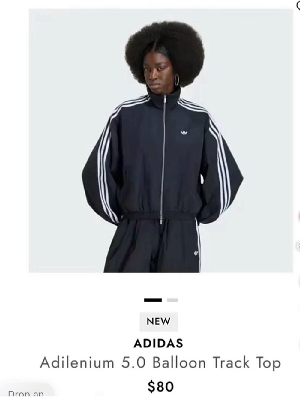 adidas Black Balloon Track Jacket with White Stripes and Trefoil